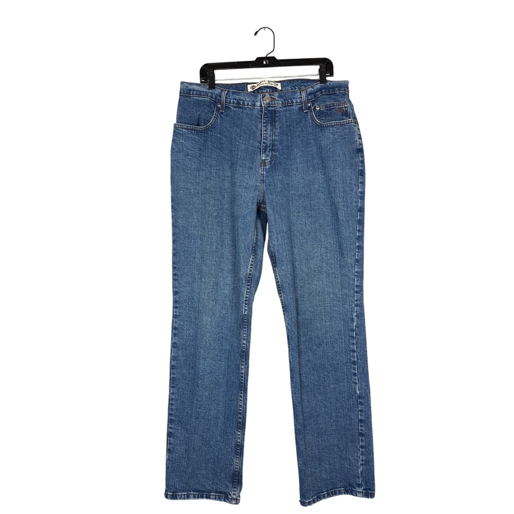 Harley Davidson Mens Straight Leg Relaxed Fit Medium Wash Blue Denim Jeans 36x31 - Picture 1 of 10